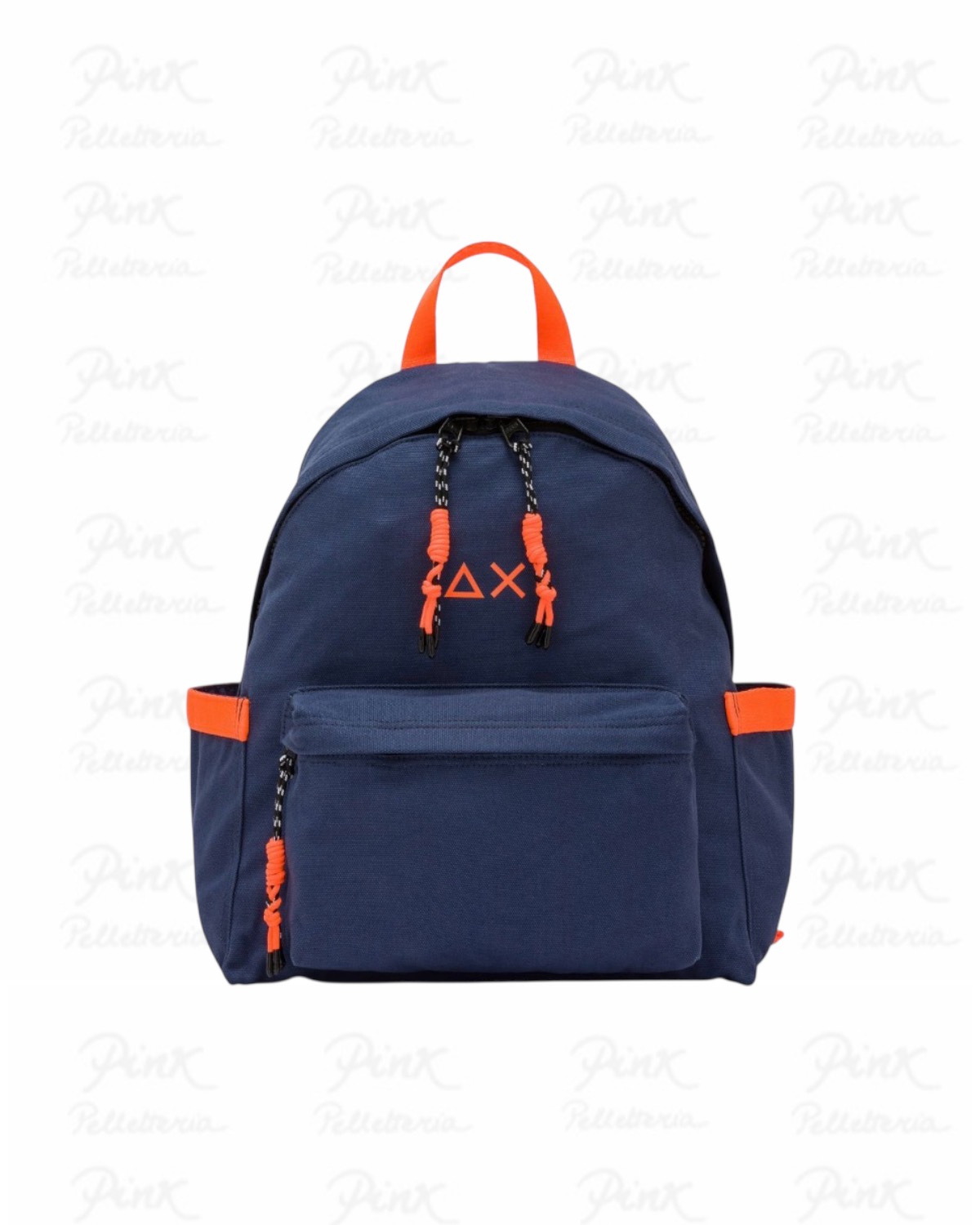 SUN68 Man Canvas Backpack W36111-0764 Navy Blue-Arancio Fluo