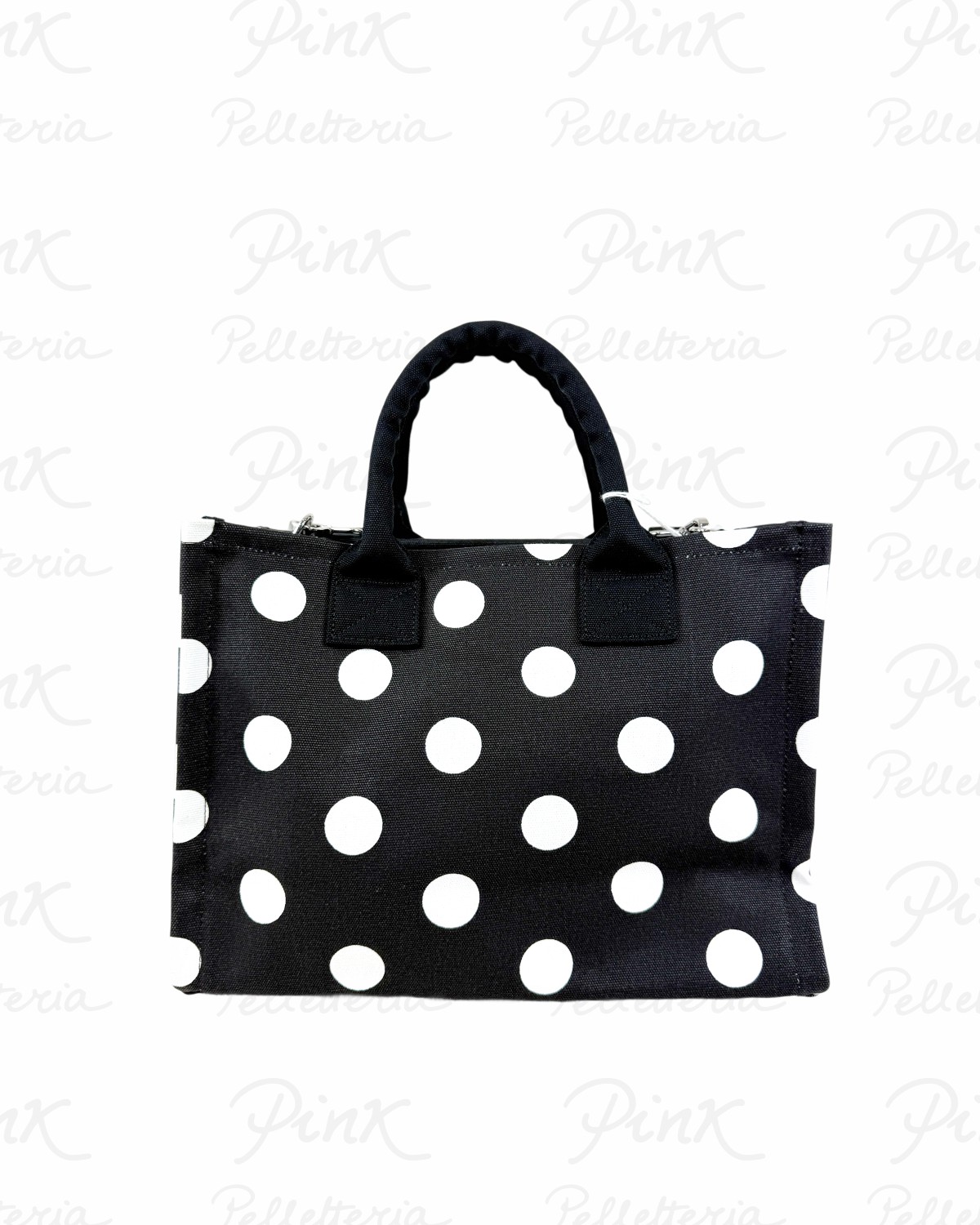 SUN68 Woman Printed Canvas Cali Midi Bag W36220-1131 NeroBianco Panna