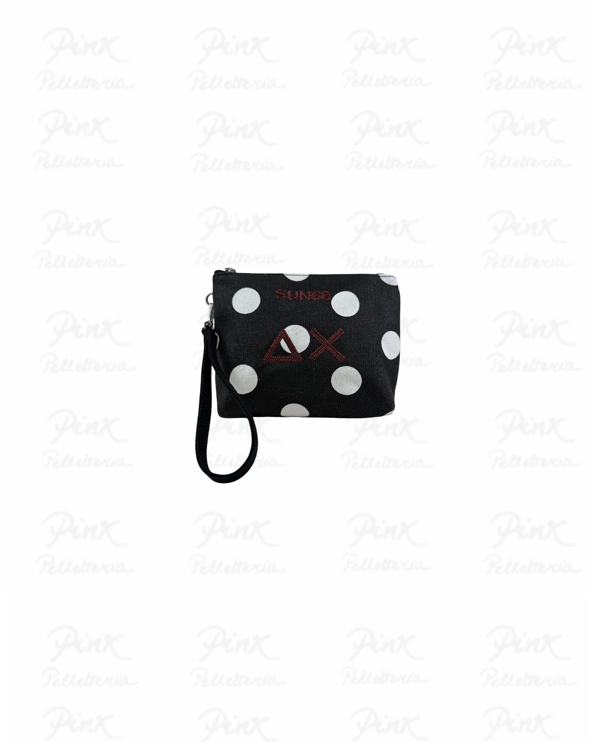 SUN68 Woman Printed Canvas Mini Pochette W36219-1131 Nero/Bianco Panna