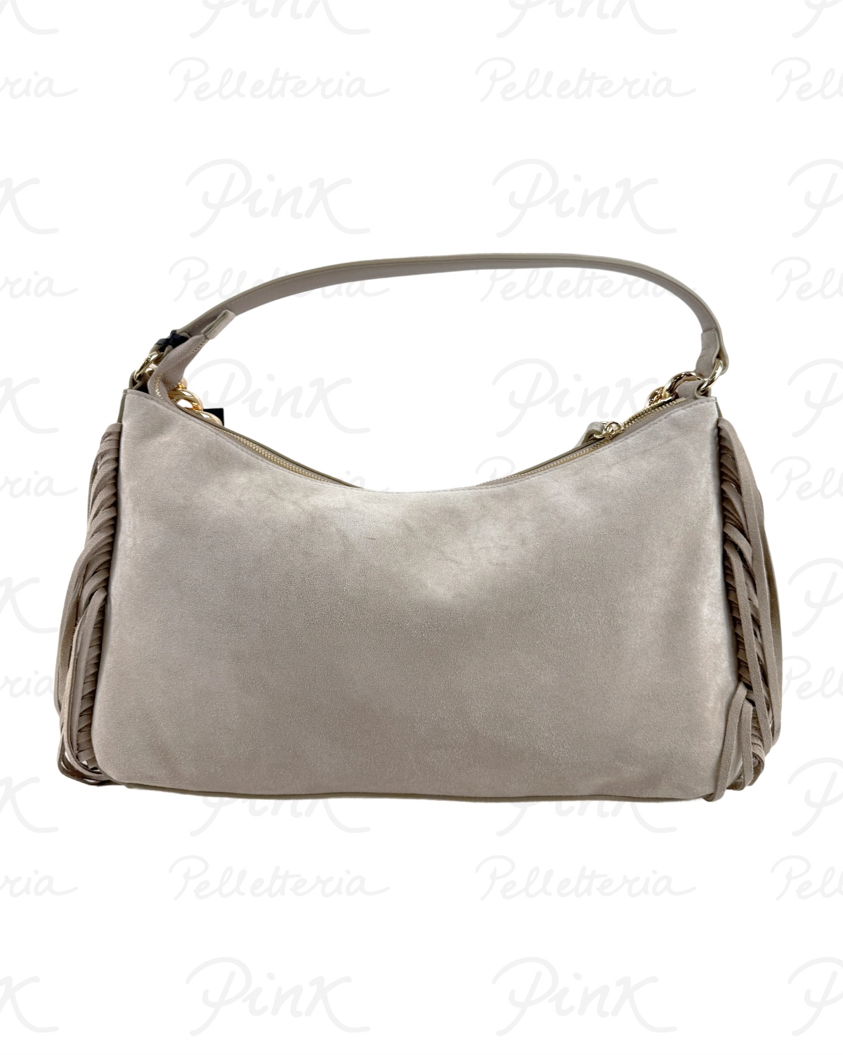 TWINSET Boho Liliane Leather Sottospalla Big Suede Frange 261TB7083 00017 Sabbia