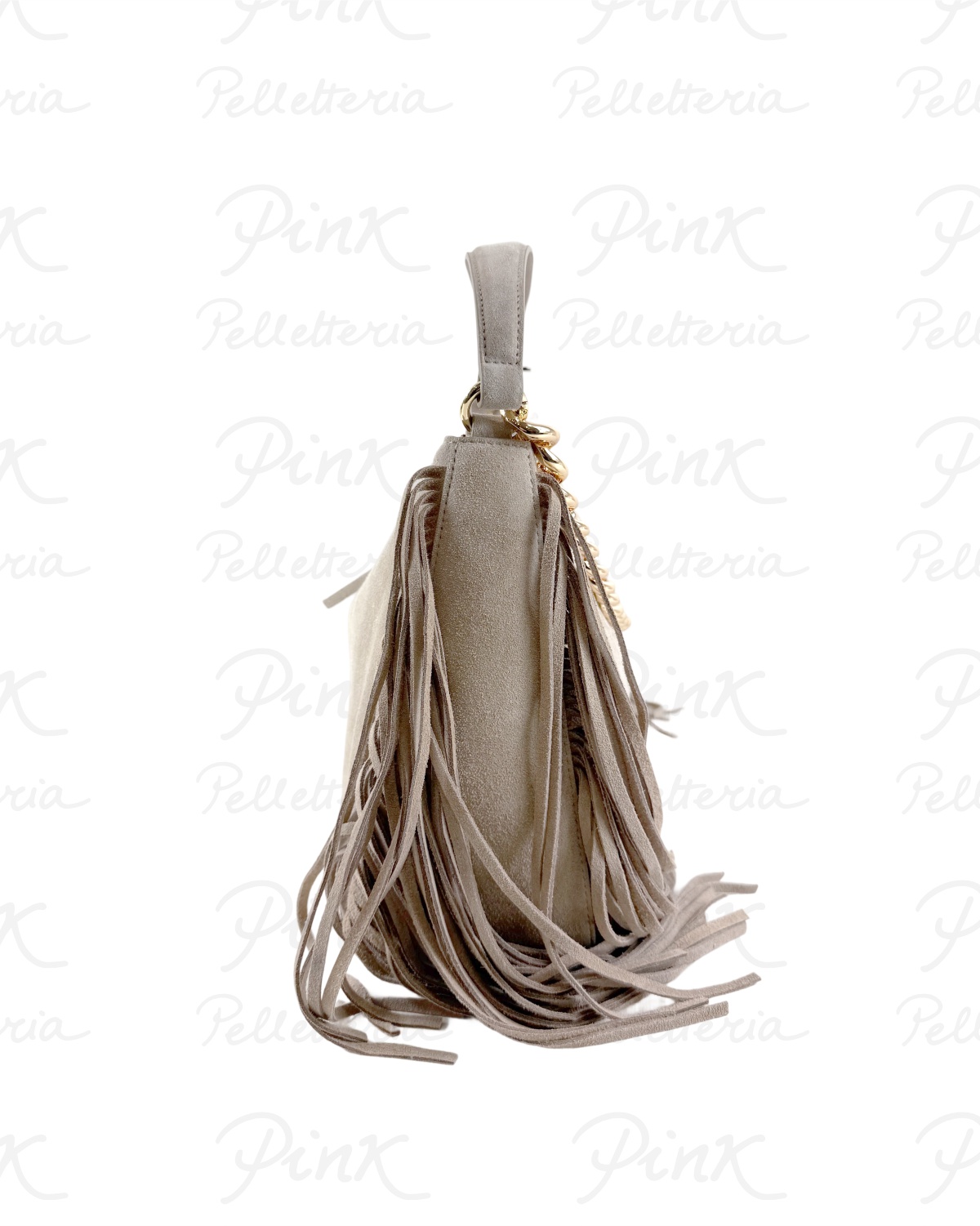 TWINSET Boho Liliane Leather Sottospalla Big Suede Frange 261TB7083 00017 Sabbia