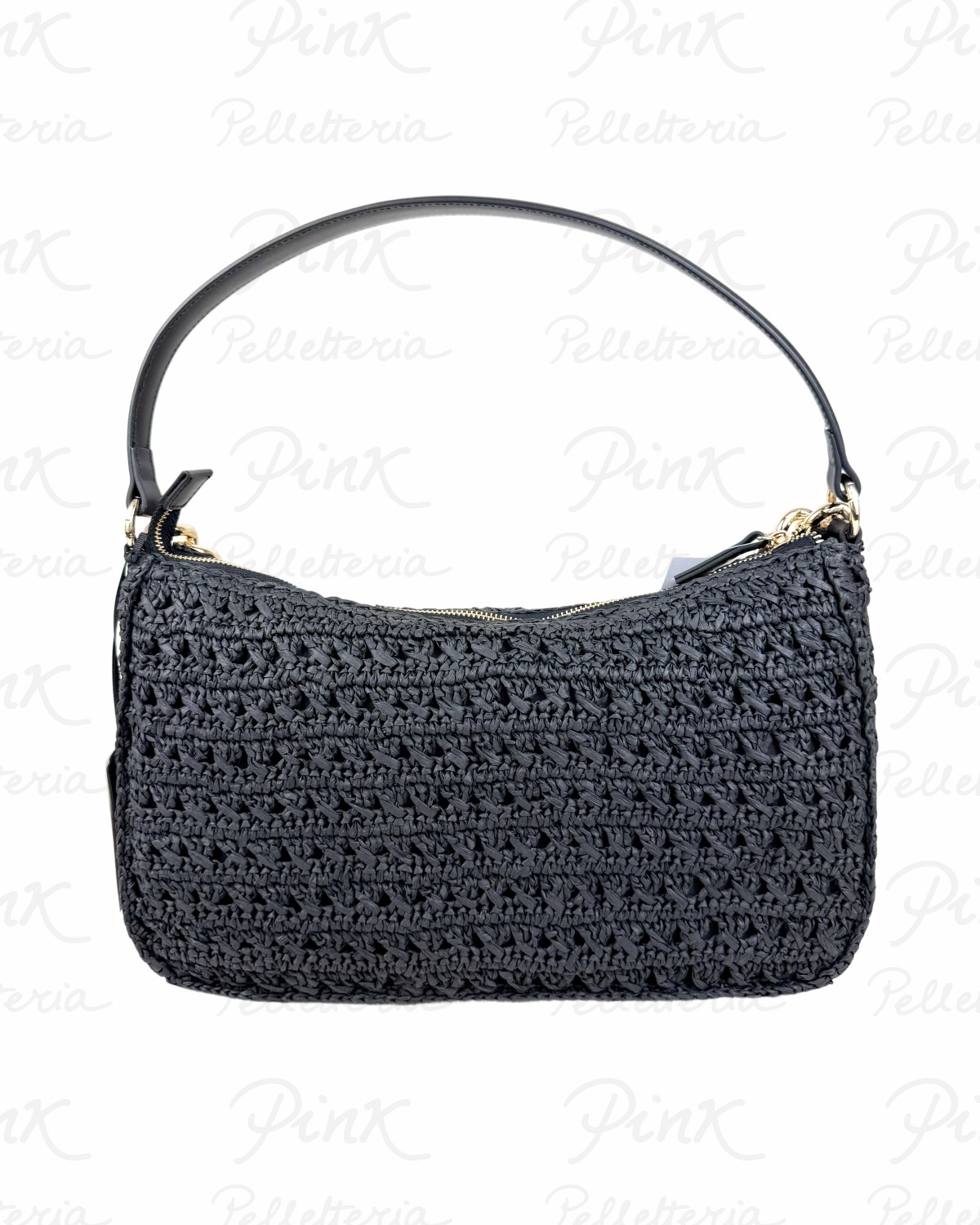 TWINSET Liliana Straw Leather Borsa a Spalla 261TD8080 00006 Nero