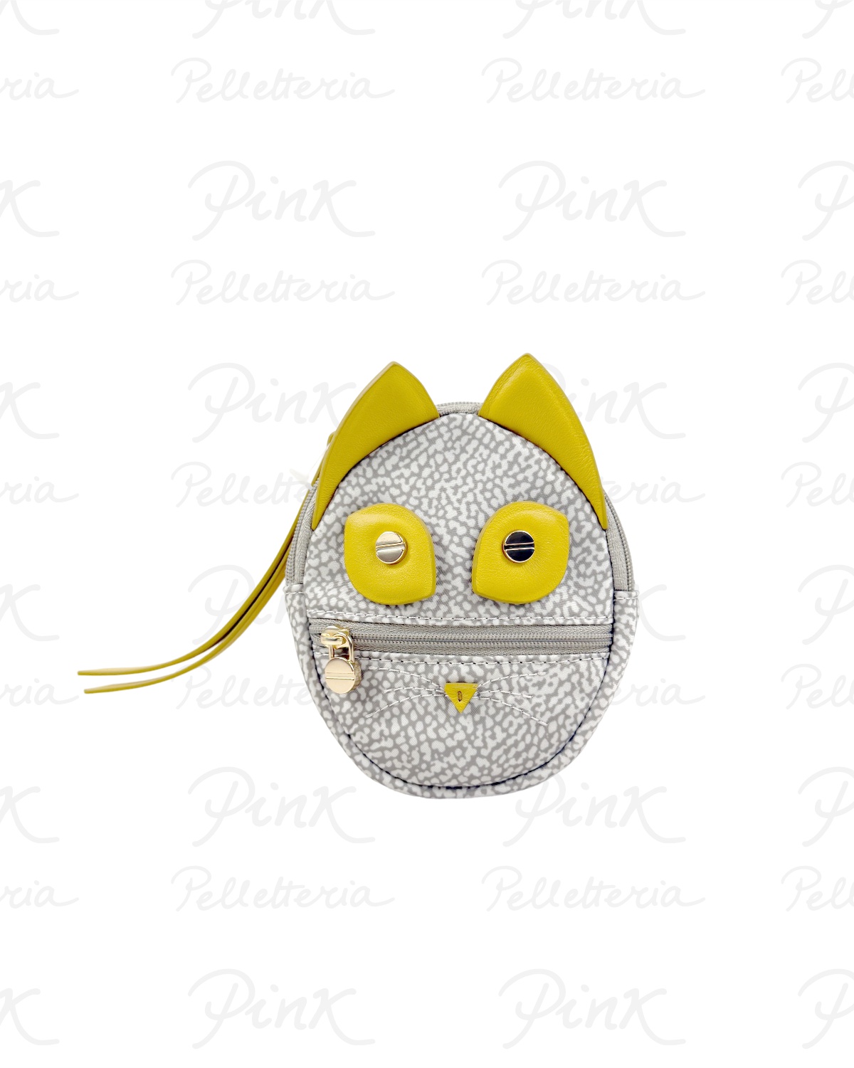 BORBONESE Charms Animal P.Monete P.Carte Gatto Tess. Recicl. Op/Vitello 91020071AH1 001 Sabbia/Saffron