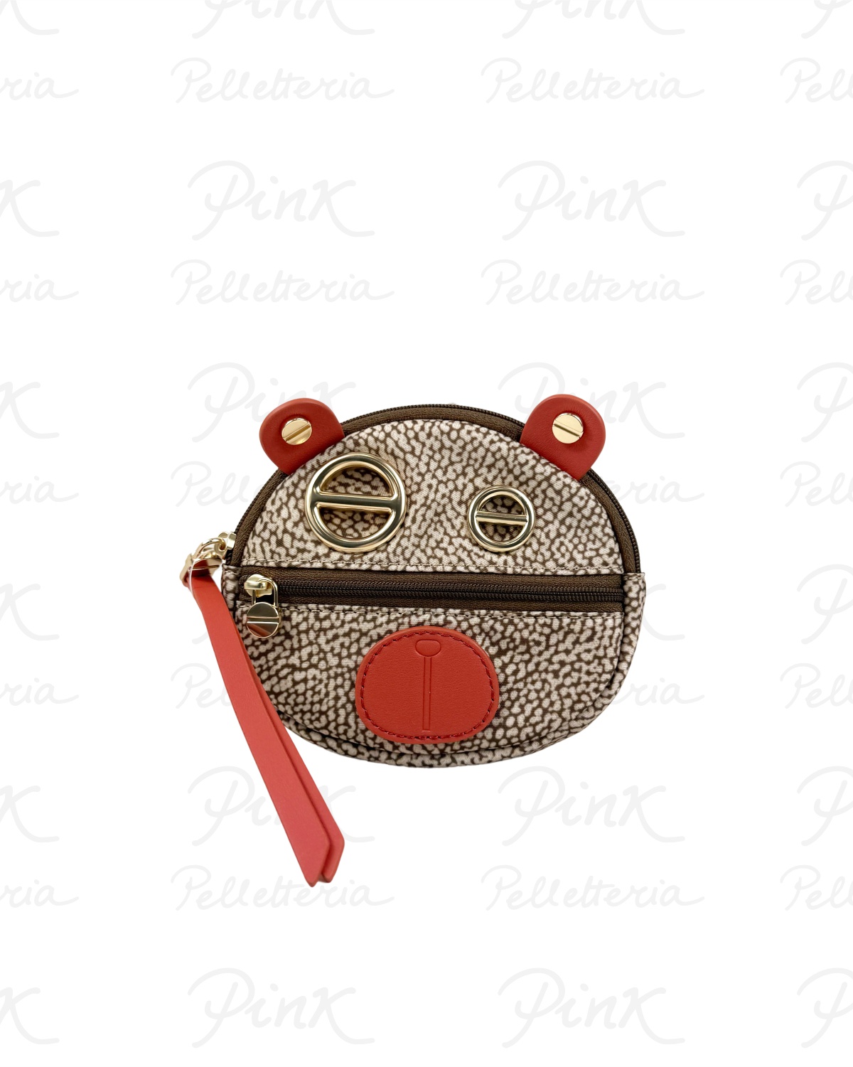 BORBONESE Charms Animal P.Monete P.Carte Orso Tess. Recicl. OpVitello 91020069AH1 035 BeigeRed Papaya