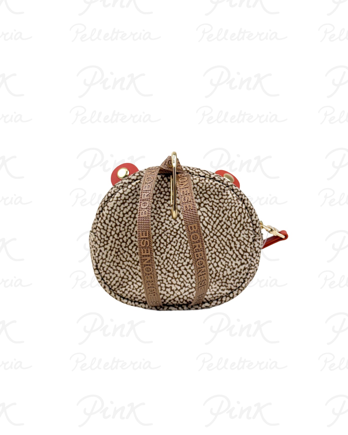 BORBONESE Charms Animal P.Monete P.Carte Orso Tess. Recicl. OpVitello 91020069AH1 035 BeigeRed Papaya