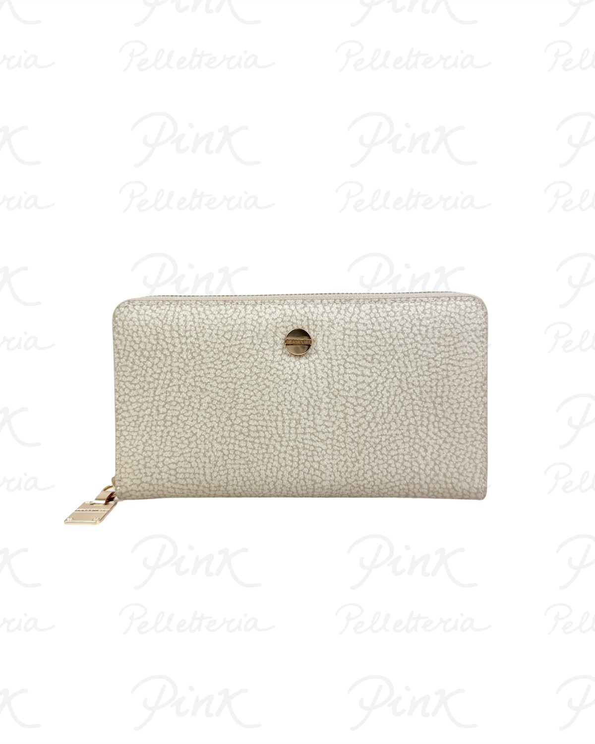 BORBONESE Classica P.Foglio Large Zip Around Tela Pu Op SoftVitello 9200530193 C75 Sabbia