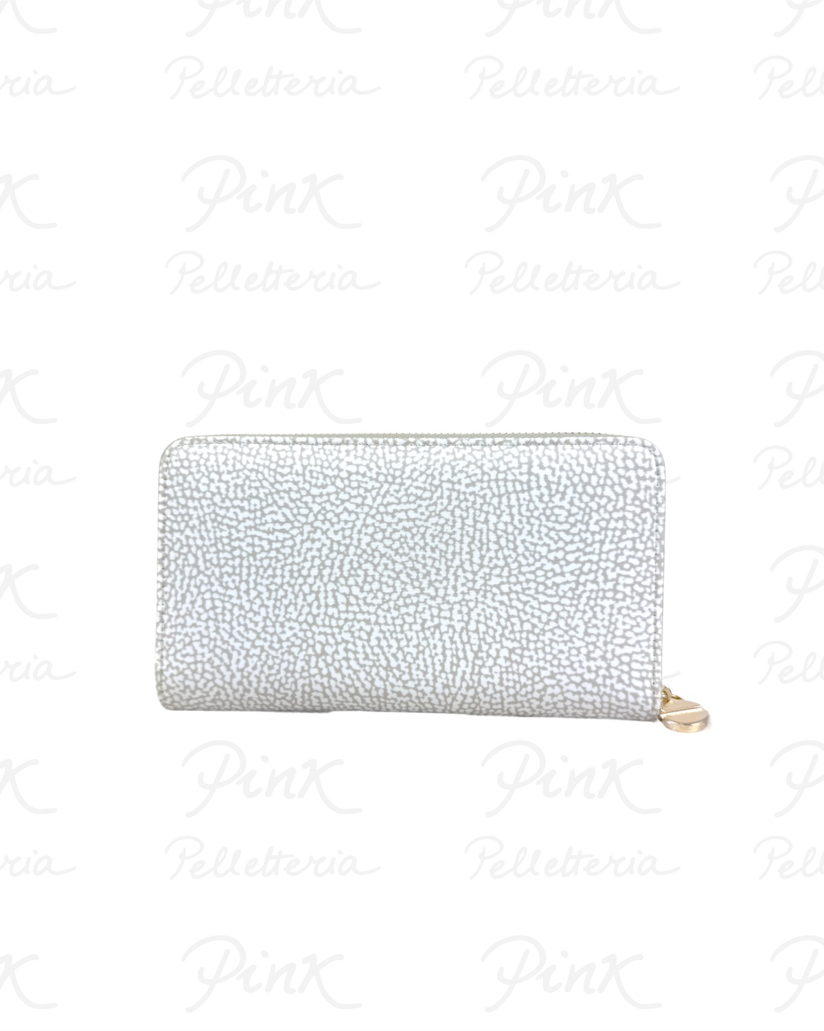 BORBONESE Classica P.foglio Large Zip Around Tess. Recicl. St. OpVitello 930155I15 927 White Cotton