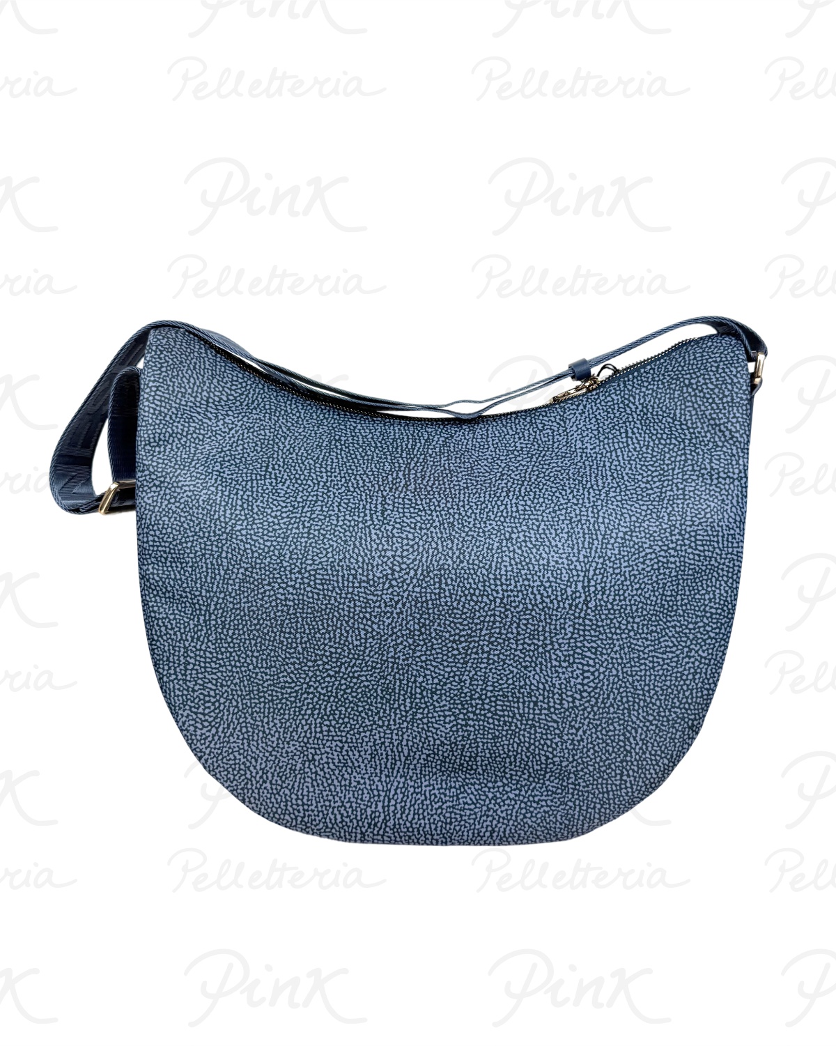 BORBONESE Eco Line Luna Bag Medium Tessuto Ric. st. OpVitello 934109I15 825 Blu Lapis