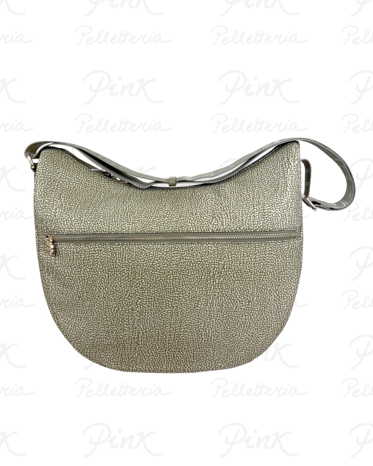 BORBONESE Eco Line Luna Bag Medium Tessuto Ric. st. OpVitello 934109I15 N41 Olive