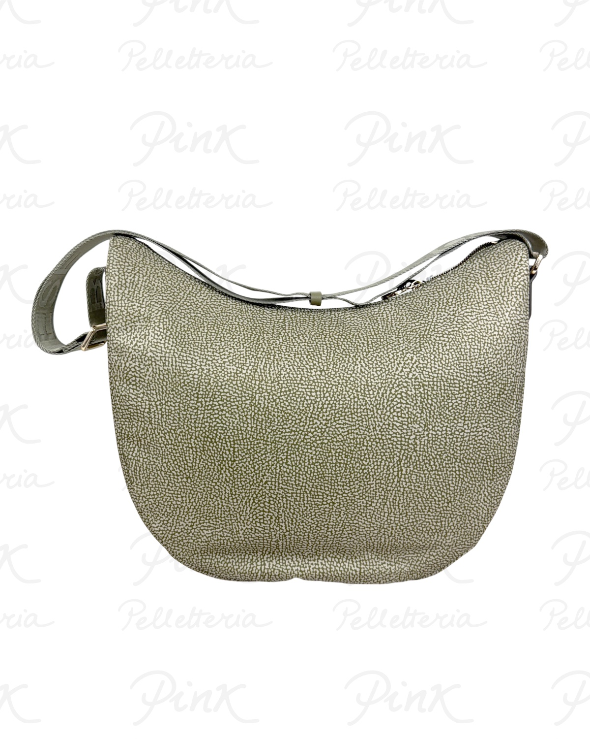 BORBONESE Eco Line Luna Bag Medium Tessuto Ric. st. Op/Vitello