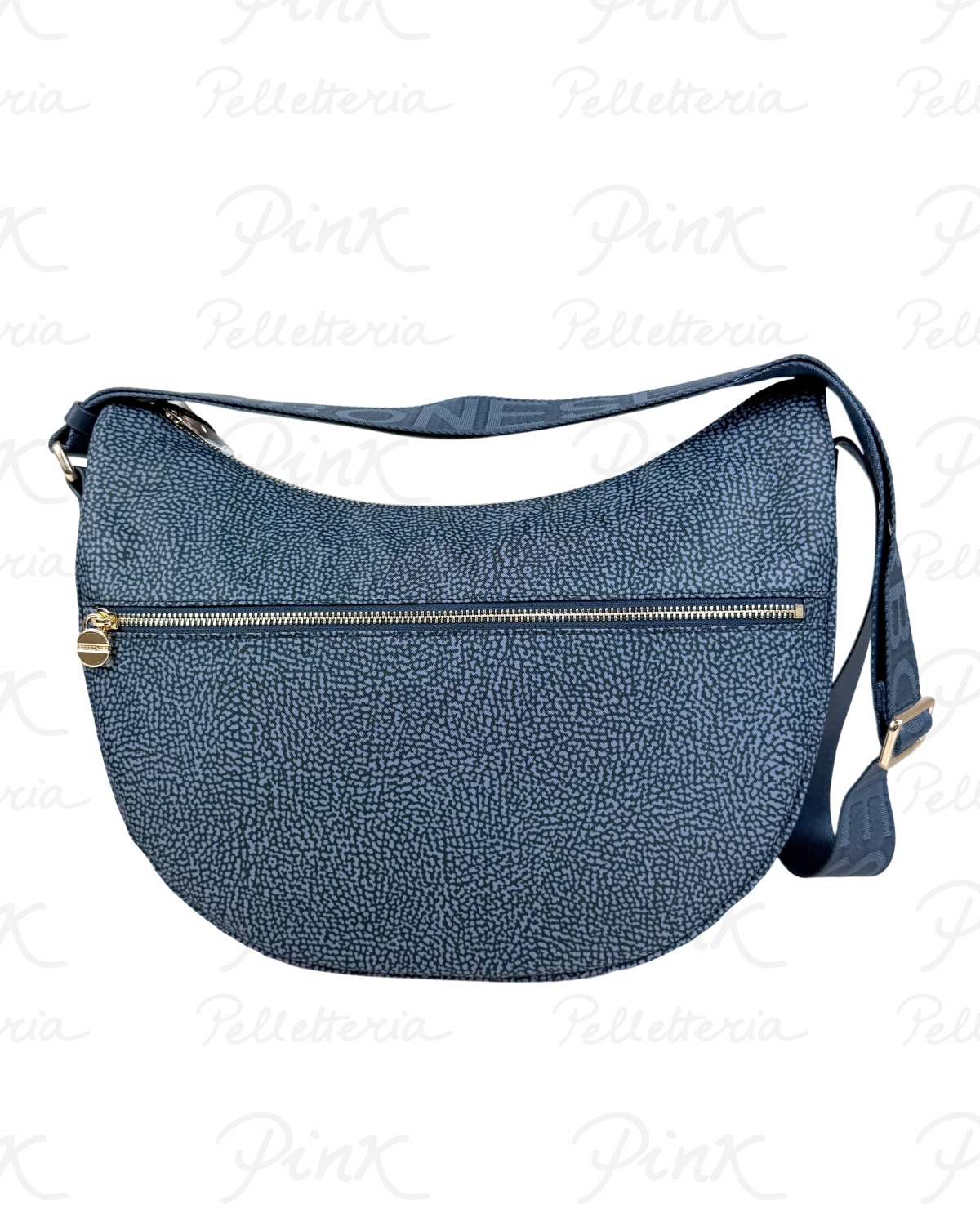 BORBONESE Eco Line Luna Bag Middle Tessuto Ric. st. OpVitello 934108I15 825 Blu Lapis
