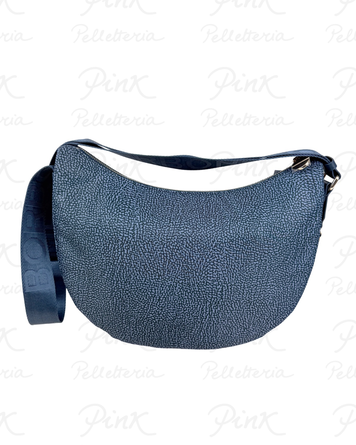 BORBONESE Eco Line Luna Bag Middle Tessuto Ric. st. OpVitello 934108I15 825 Blu Lapis