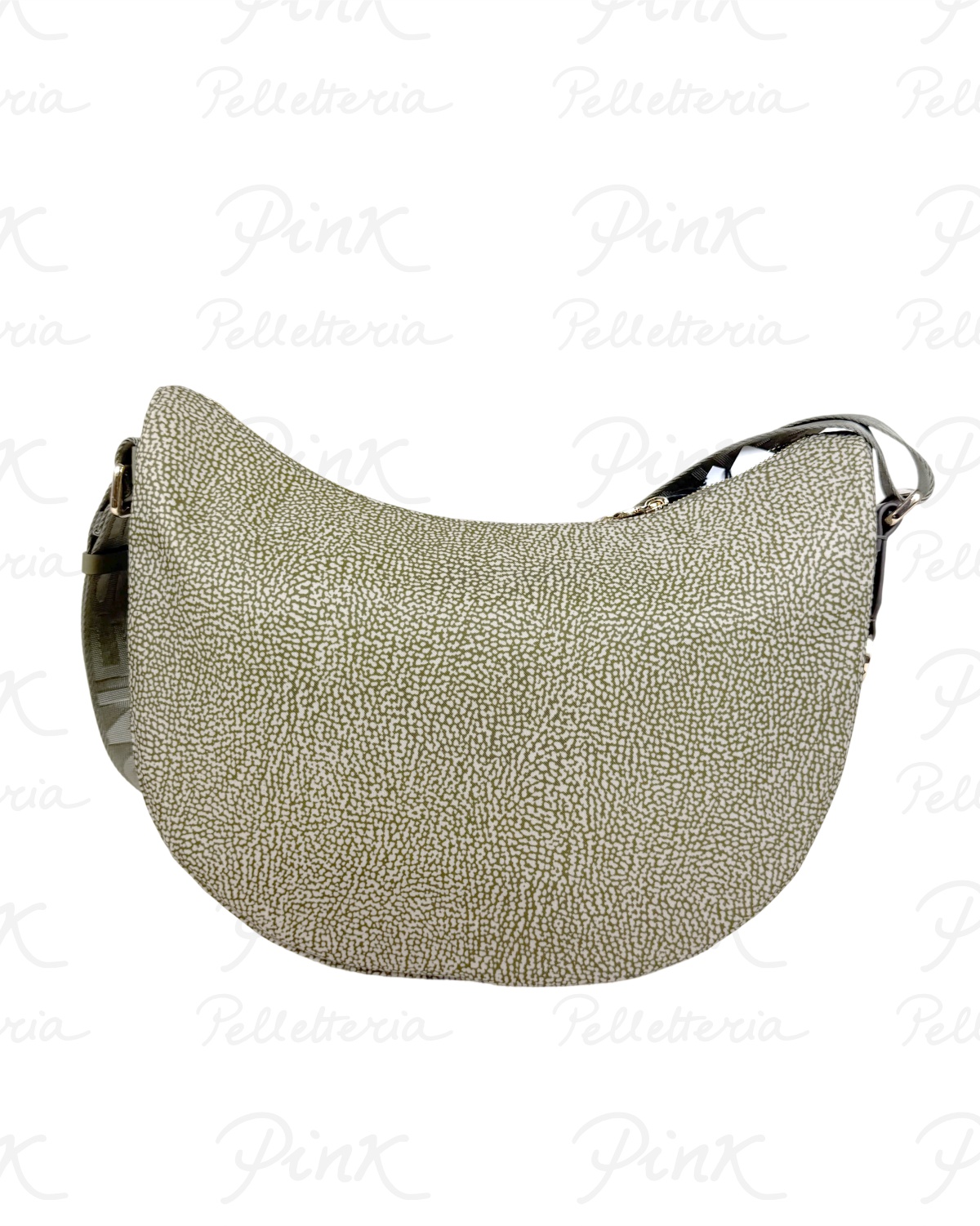 BORBONESE Eco Line Luna Bag Middle Tessuto Ric. st. OpVitello 934108I15 N41 Olive