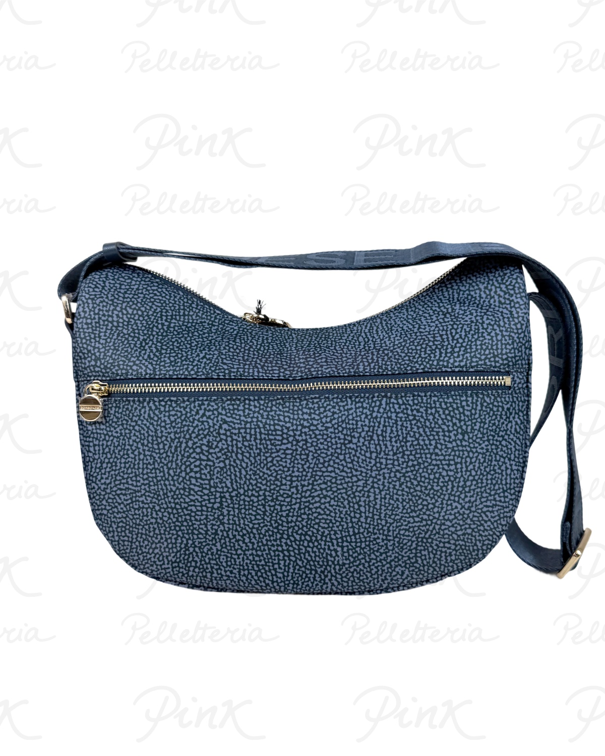 BORBONESE Eco Line Luna Bag Small Tessuto Ric. st. OpVitello 934107I15 825 Blu Lapis