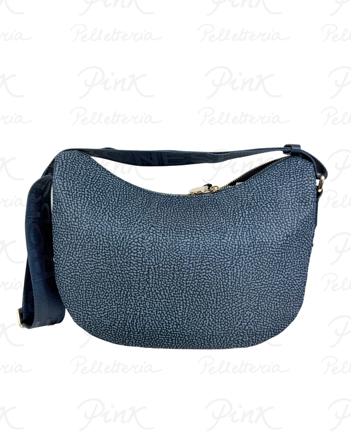 BORBONESE Eco Line Luna Bag Small Tessuto Ric. st. OpVitello 934107I15 825 Blu Lapis