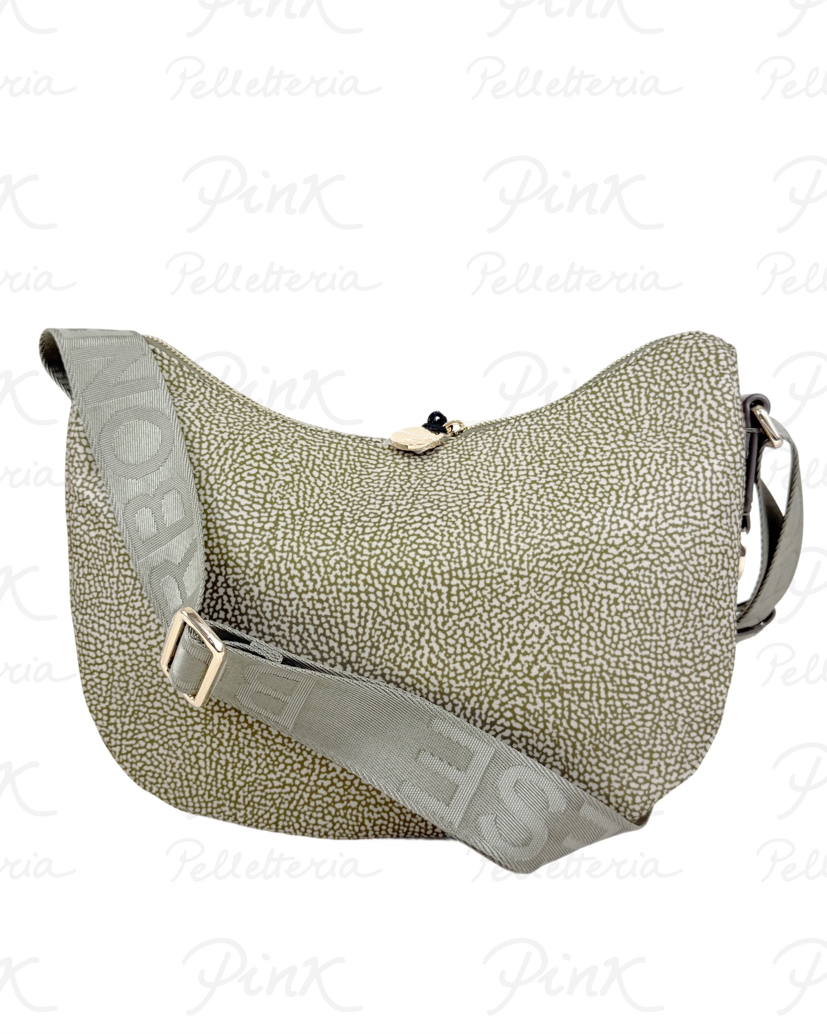 BORBONESE Eco Line Luna Bag Small Tessuto Ric. st. OpVitello 934107I15 N41 Olive