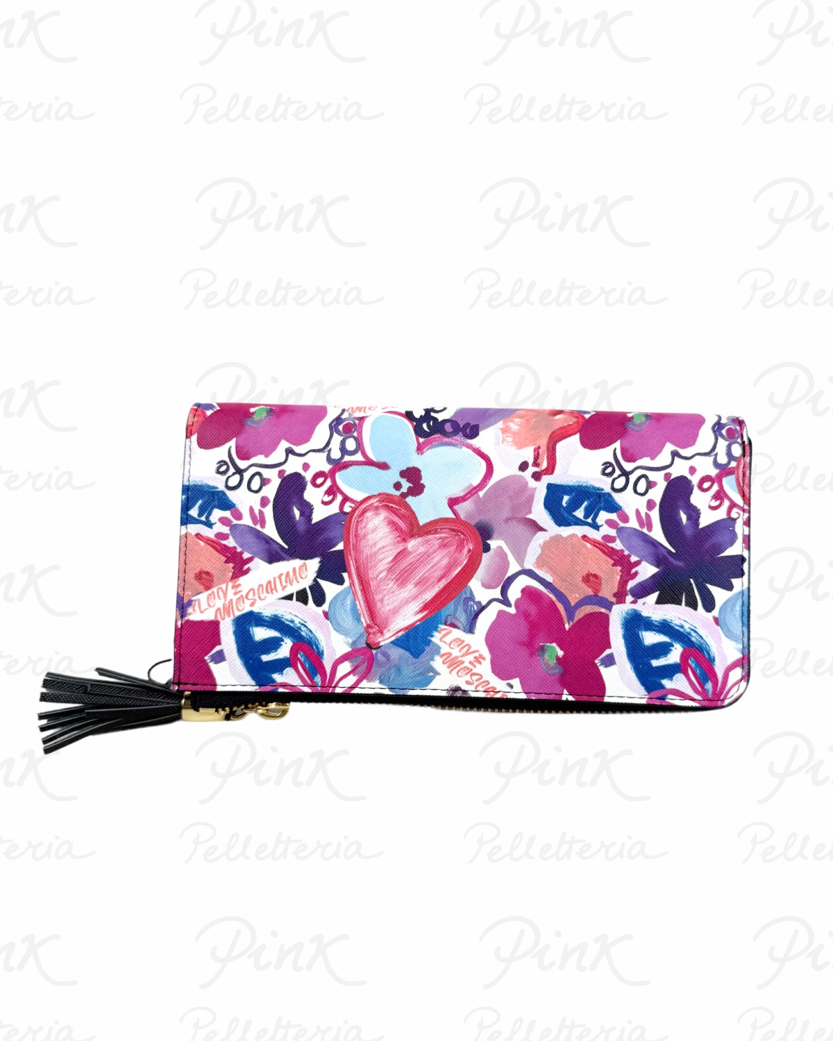 LOVE MOSCHINO Printed Portofogli Grandi Zip Around JC5690PP0O KT1 00A Multicolor+Nero