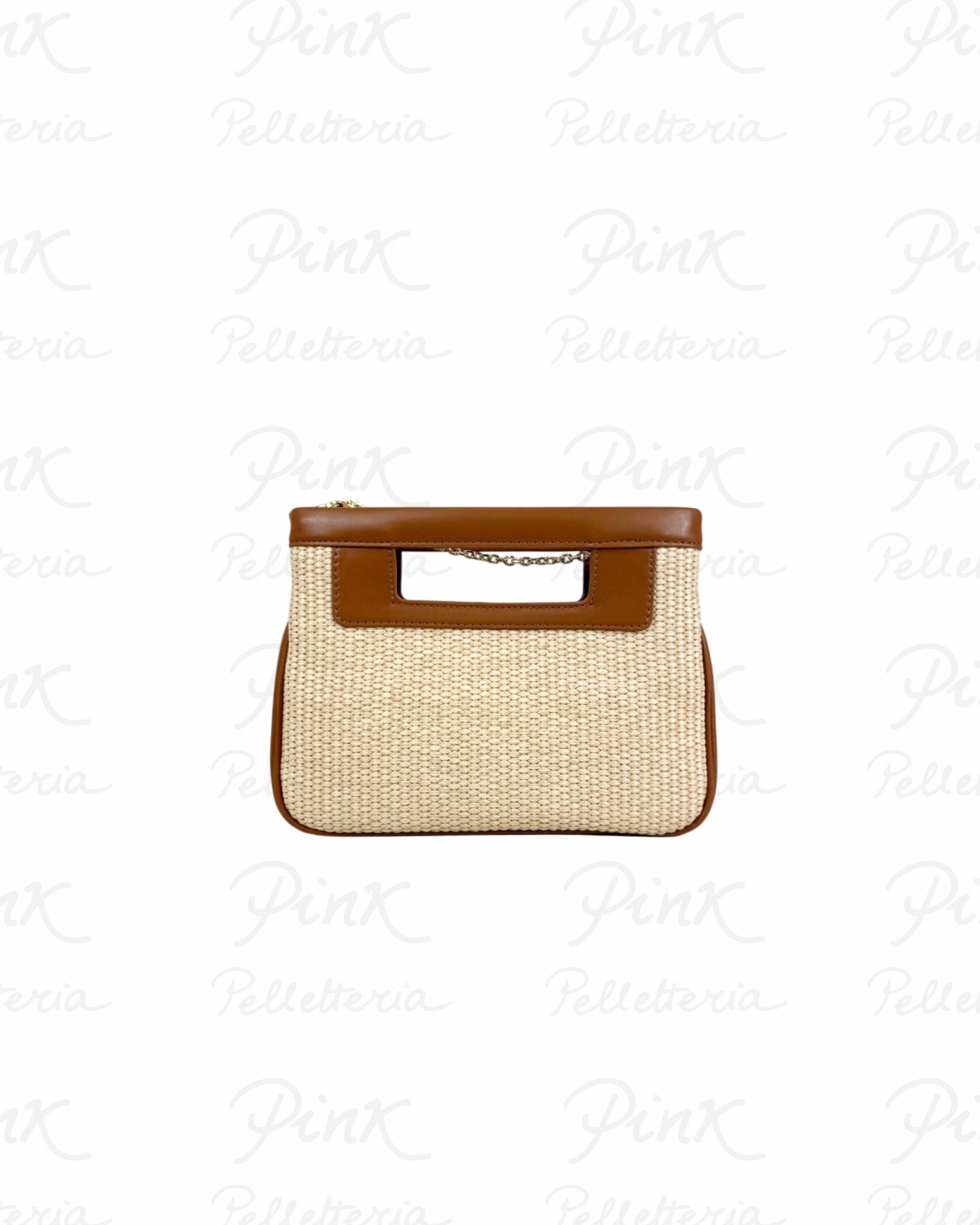 LOVE MOSCHINO Straw Borsa 2 Manici Canvas JC4342PP0O KN1 10A Naturale+Cuoio