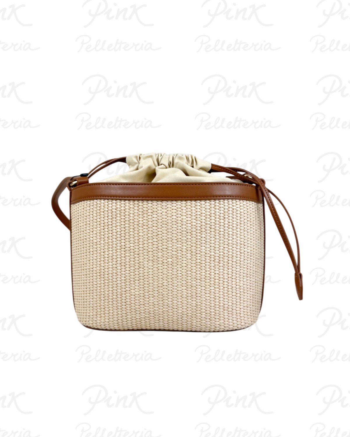 LOVE MOSCHINO Straw Secchiello Canvas JC4344PP0O KN1 10A Naturale+Cuoio