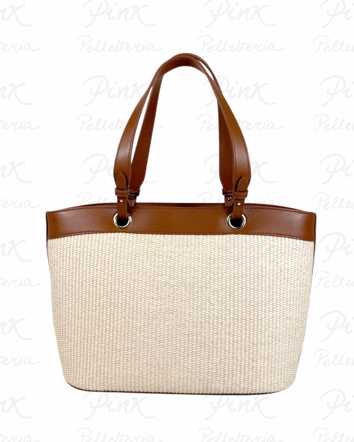 LOVE MOSCHINO Straw Shopping Canvas JC4340PP0O KN1 10A Naturale+Cuoio
