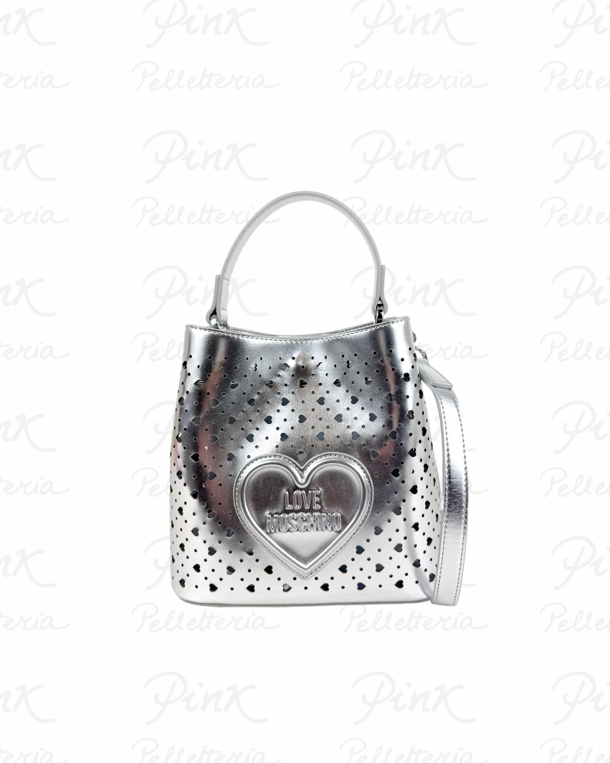LOVE MOSCHINO Traforato Laminato Secchiello Piccolo JC4294PP0O KK1 902 Argento