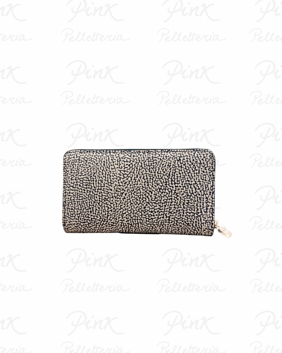 BORBONESE Classica P.foglio Large Zip Around Tess. Recicl. St. OpVitello 930155I15 X11 Op NaturaleNero