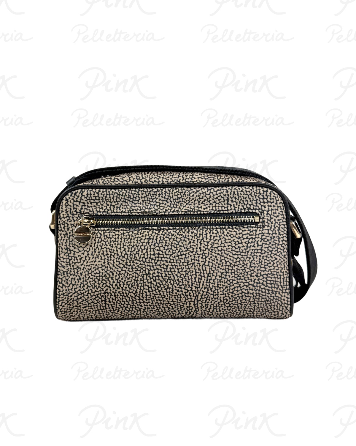 BORBONESE Eco Line Borsa Camera Case S. Tess. Ricicl. st. Op/Vitello 934115I15 X11 Op Naturale/Nero