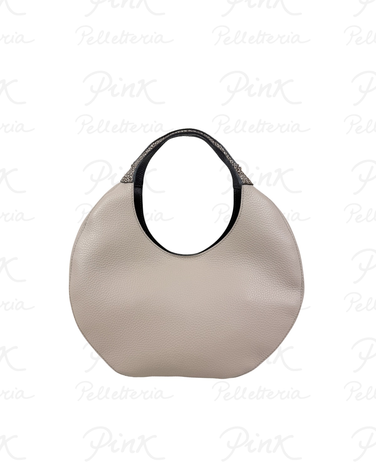 BORBONESE Full Moon Borsa Hobo M. Vitello st. Cervo 910102730196 931 PlatinoCuoio