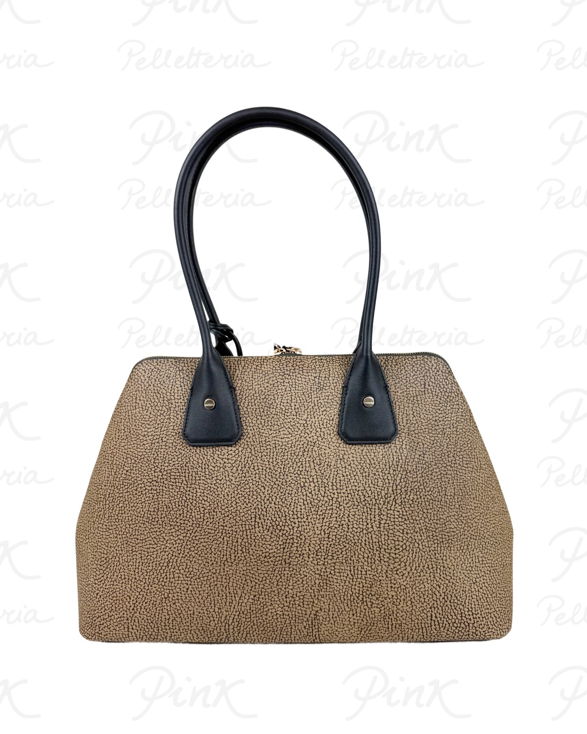 BORBONESE Gemini Borsa Bauletto L. Tela St. Op SoftVitello 910102530193 311 Op NaturaleNero