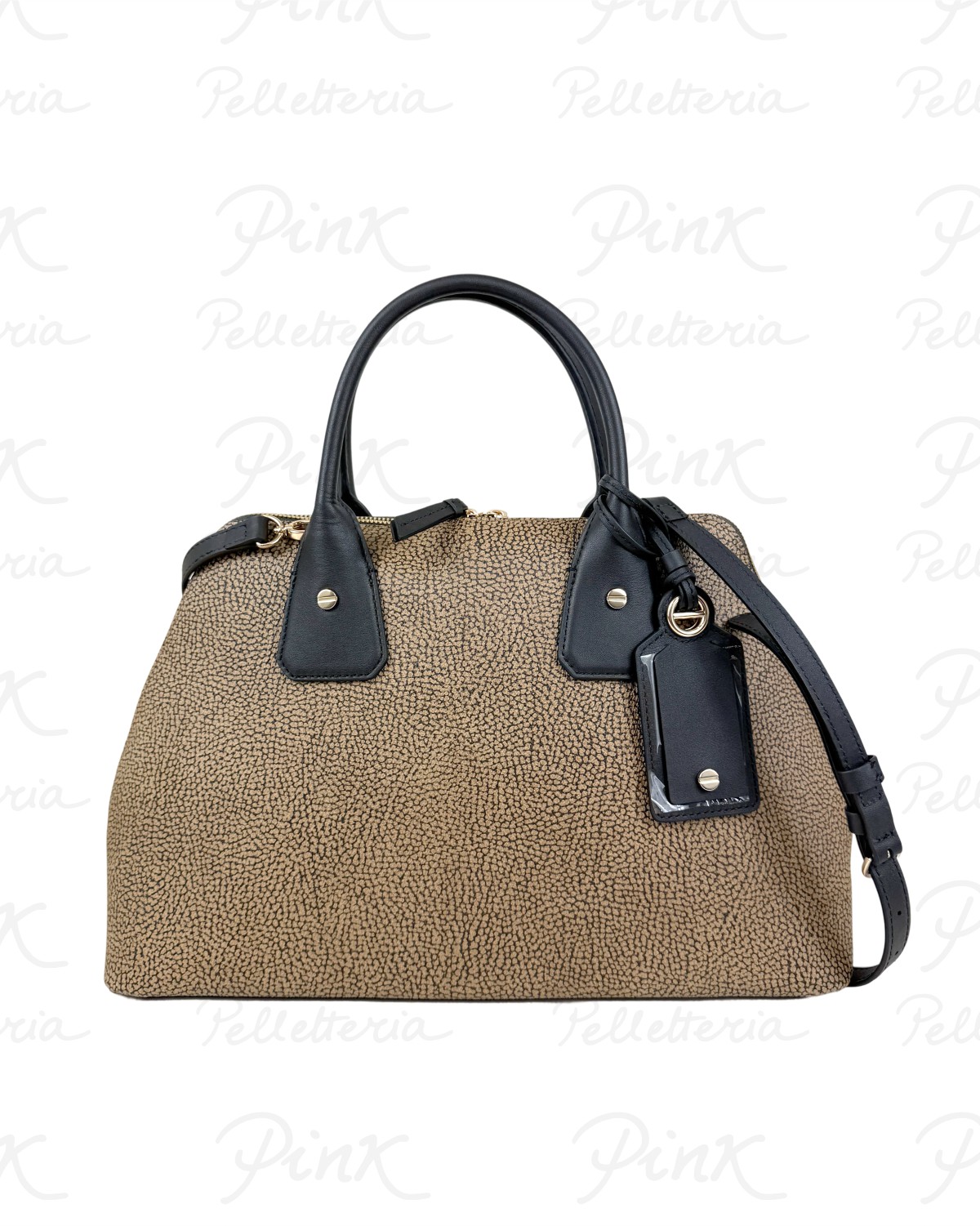 BORBONESE Gemini Borsa Bauletto M. ct Tela St. Op SoftVitello 910102520193 311 Op NaturaleNero