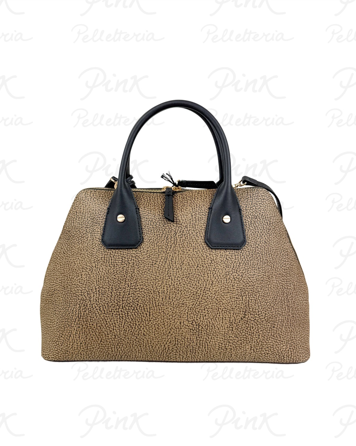 BORBONESE Gemini Borsa Bauletto M. ct Tela St. Op SoftVitello 910102520193 311 Op NaturaleNero