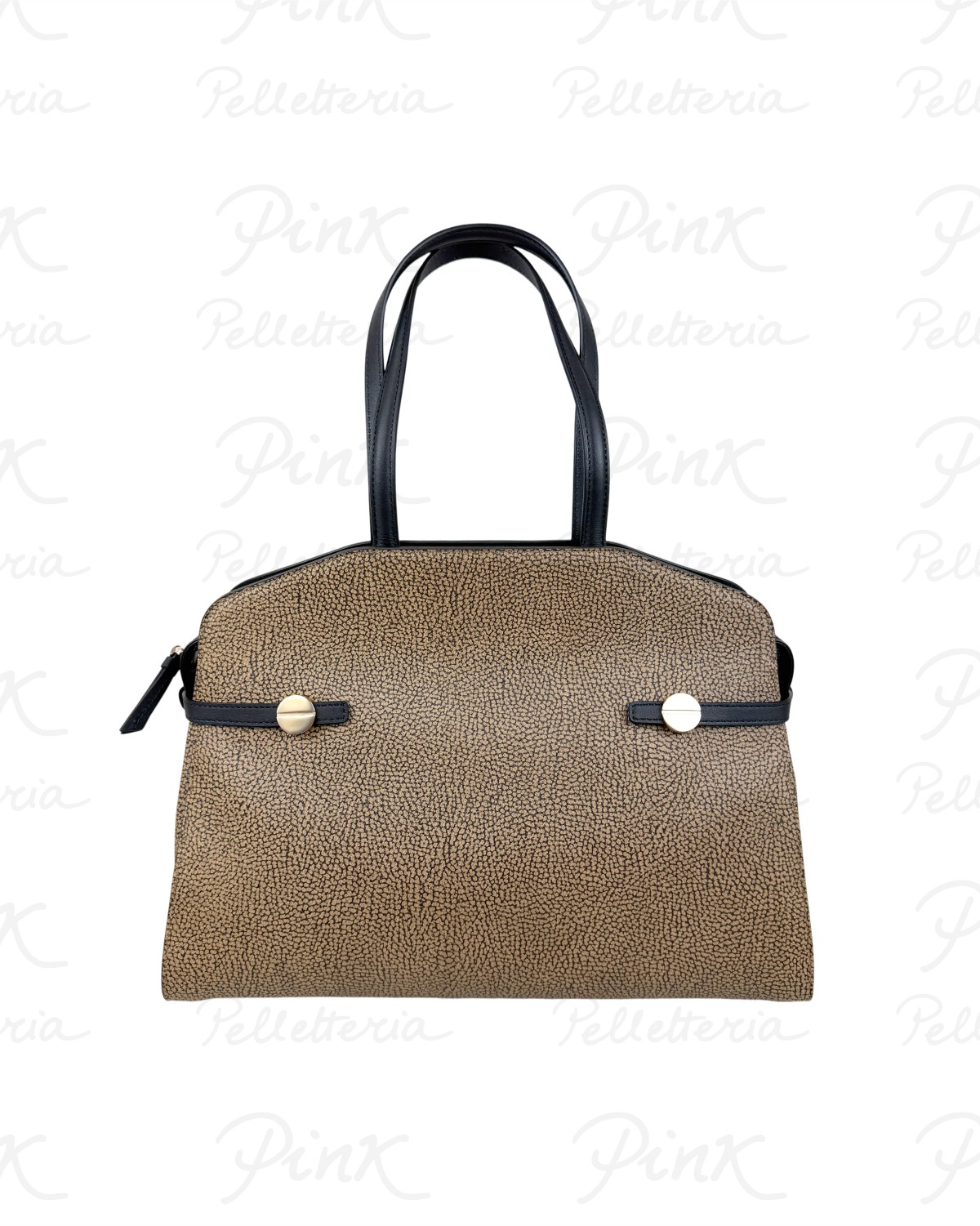 BORBONESE Gemini Borsa Shopping L. Tela St. Op SoftVitello 910102490193 311 Op NaturaleNero