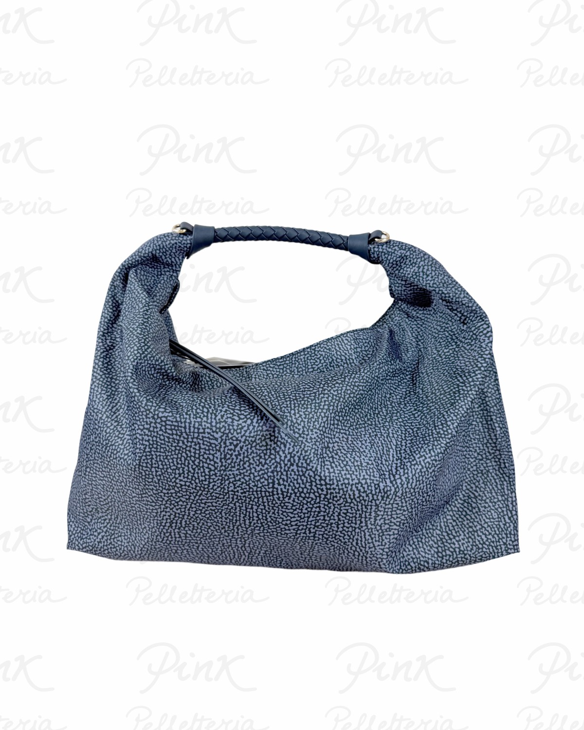 BORBONESE Plie Borsa Hobo M. Tess. Ricicl. St. OpVitello 910102060195 825 Blu Lapis