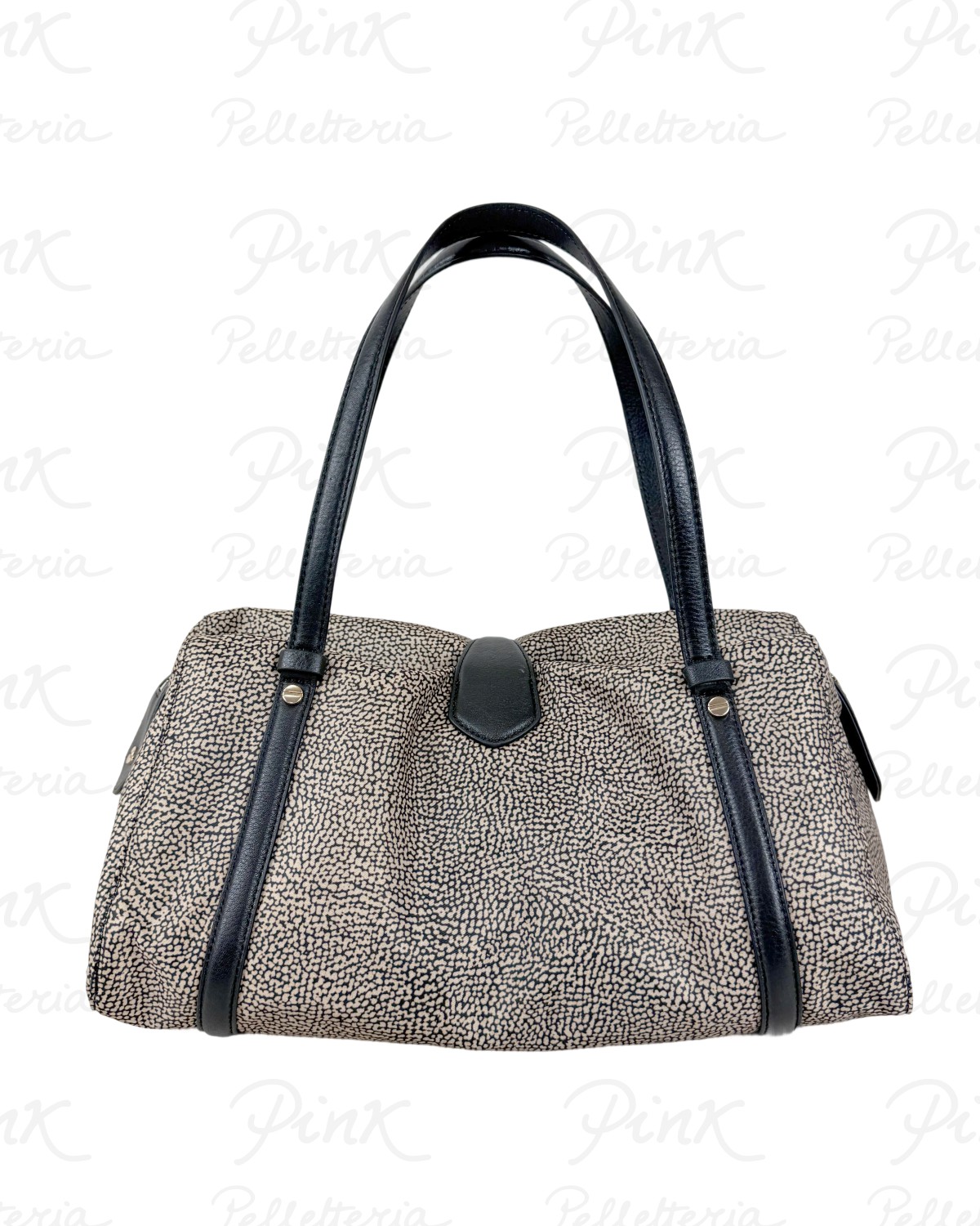 BORBONESE Poche Borsa Bauletto M. Tess. Ricicl. St. OpVitello St. 910101950189 X11 Op NaturaleNero