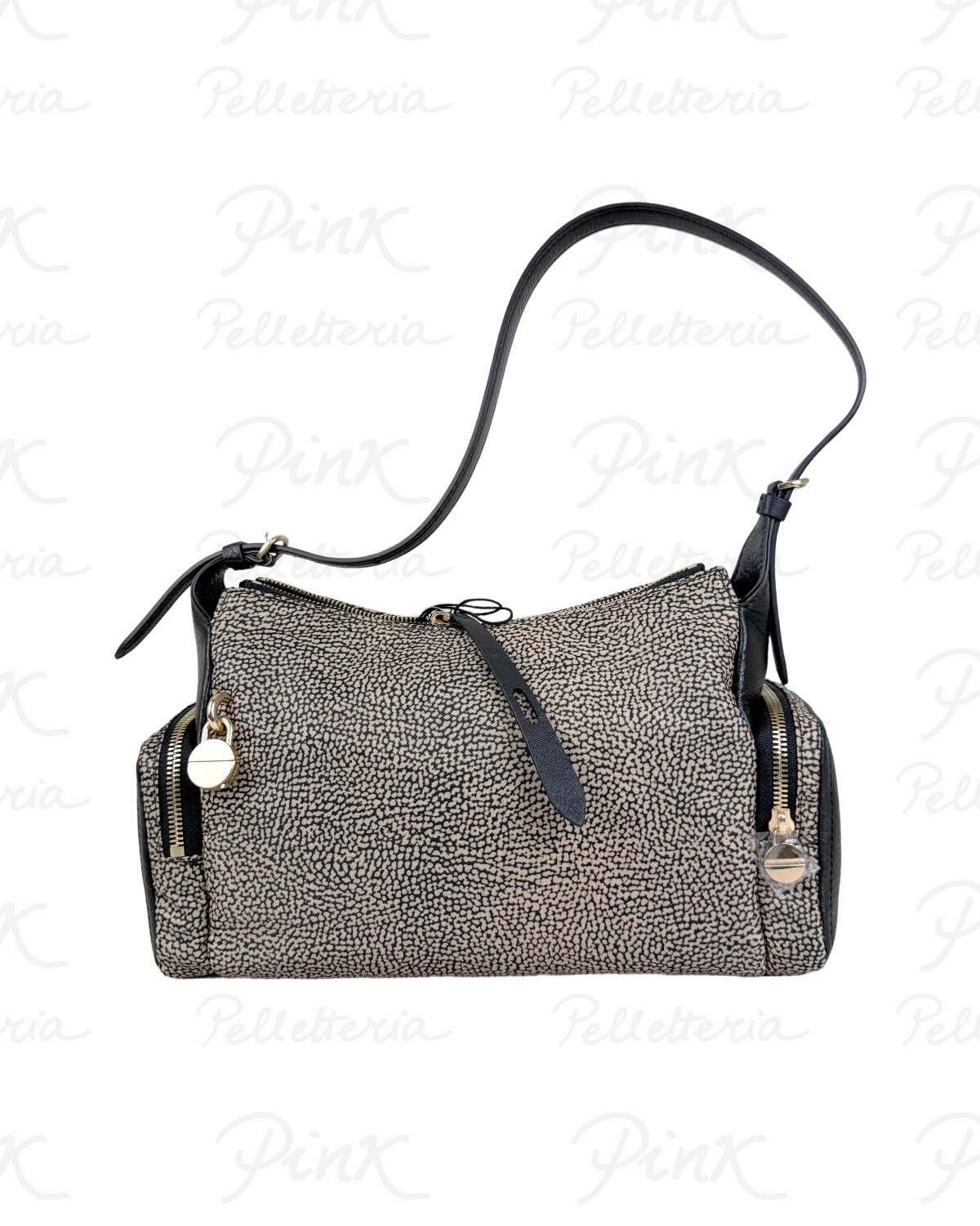 BORBONESE Poche Borsa Hobo M. Tess. Ricicl. St. OpVitello St. 910101970189 X11 Op NaturaleNero