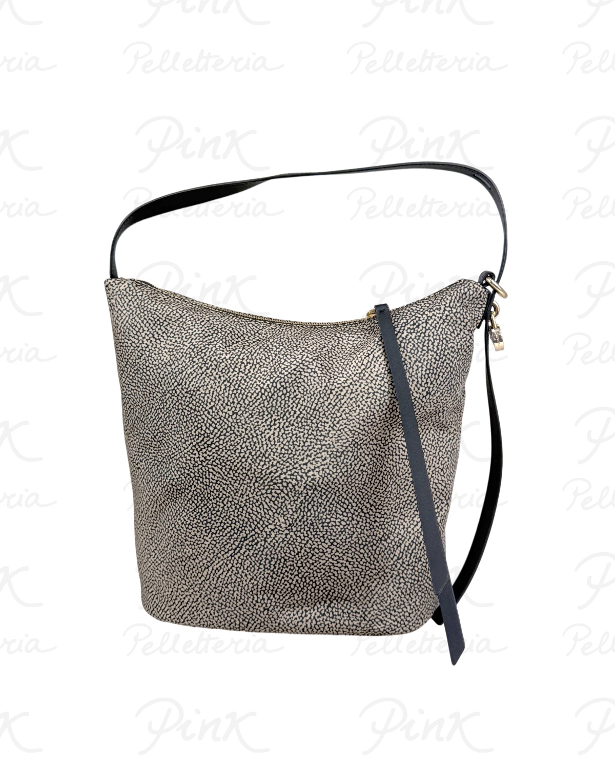 BORBONESE Prive Borsa Secchiello M. Tess. Ricicl. St. Op/Vitello 91010227AH1 X11 Naturale/Nero