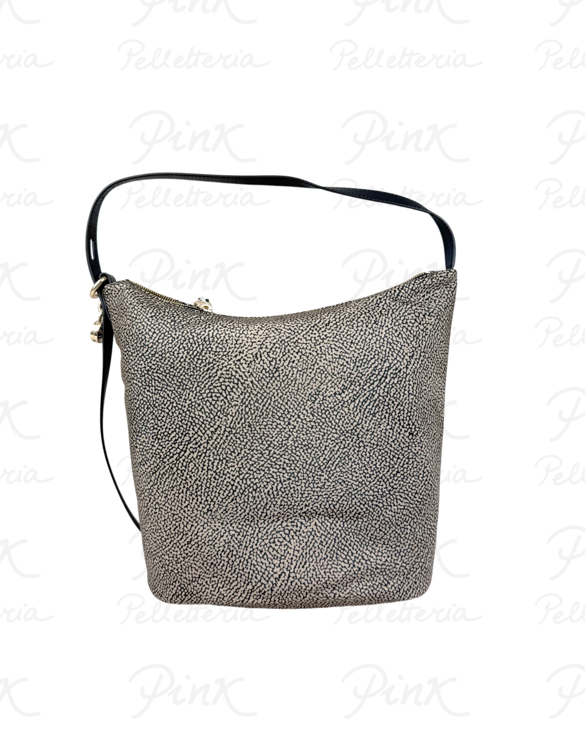 BORBONESE Prive Borsa Secchiello M. Tess. Ricicl. St. Op/Vitello 91010227AH1 X11 Naturale/Nero