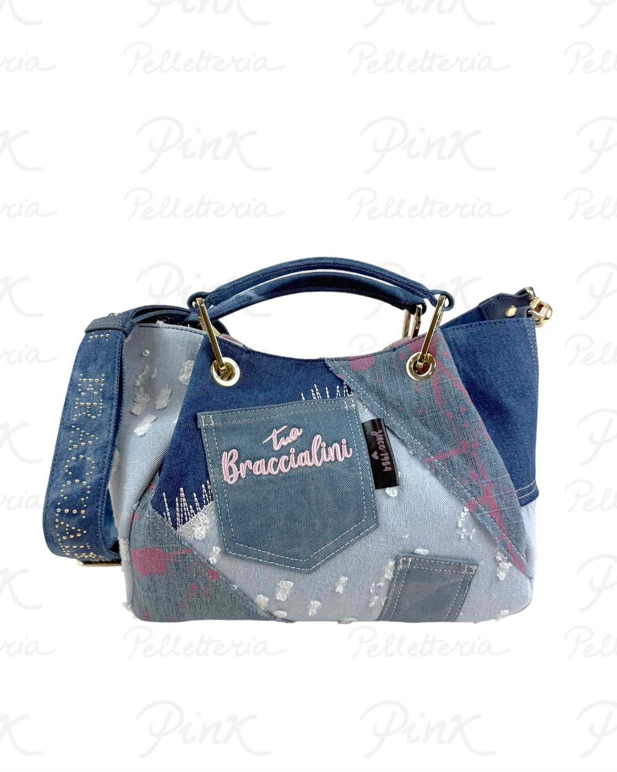 BRACCIALINI Amy Jeans Handbag M. B18821-TY-200 Blue