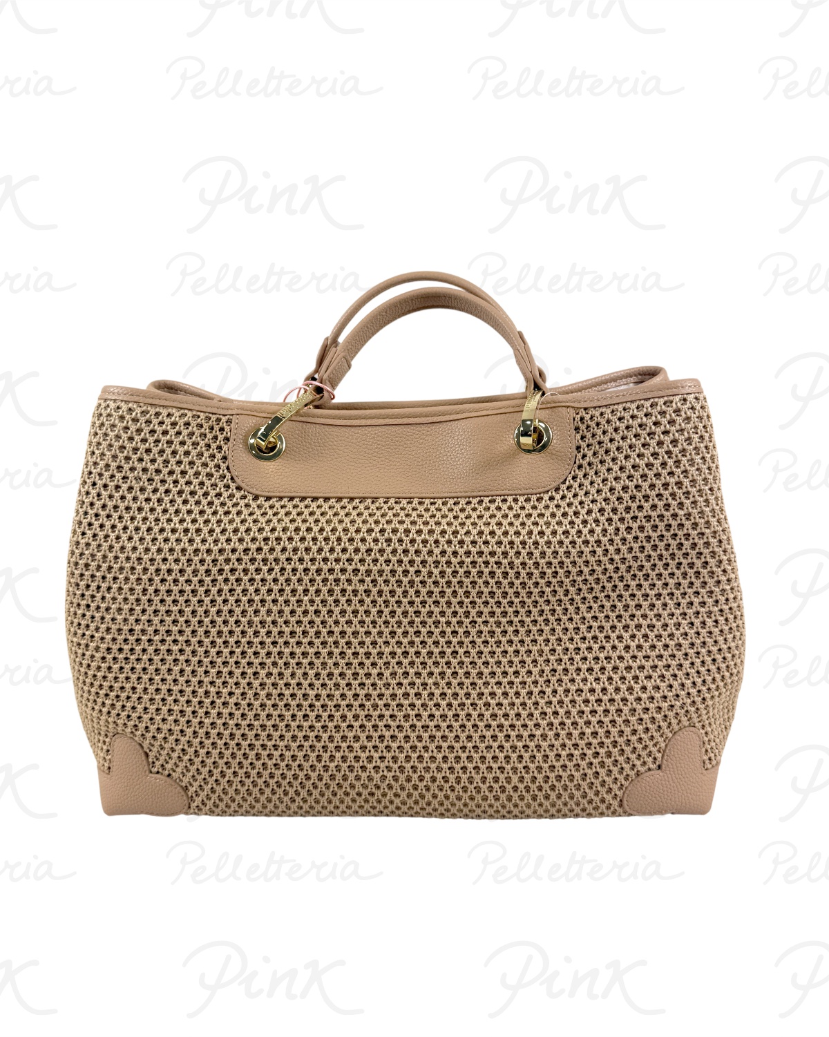 BRACCIALINI Beth Tricot Handbag L. Raffia B18870-TY-367 Biscotto