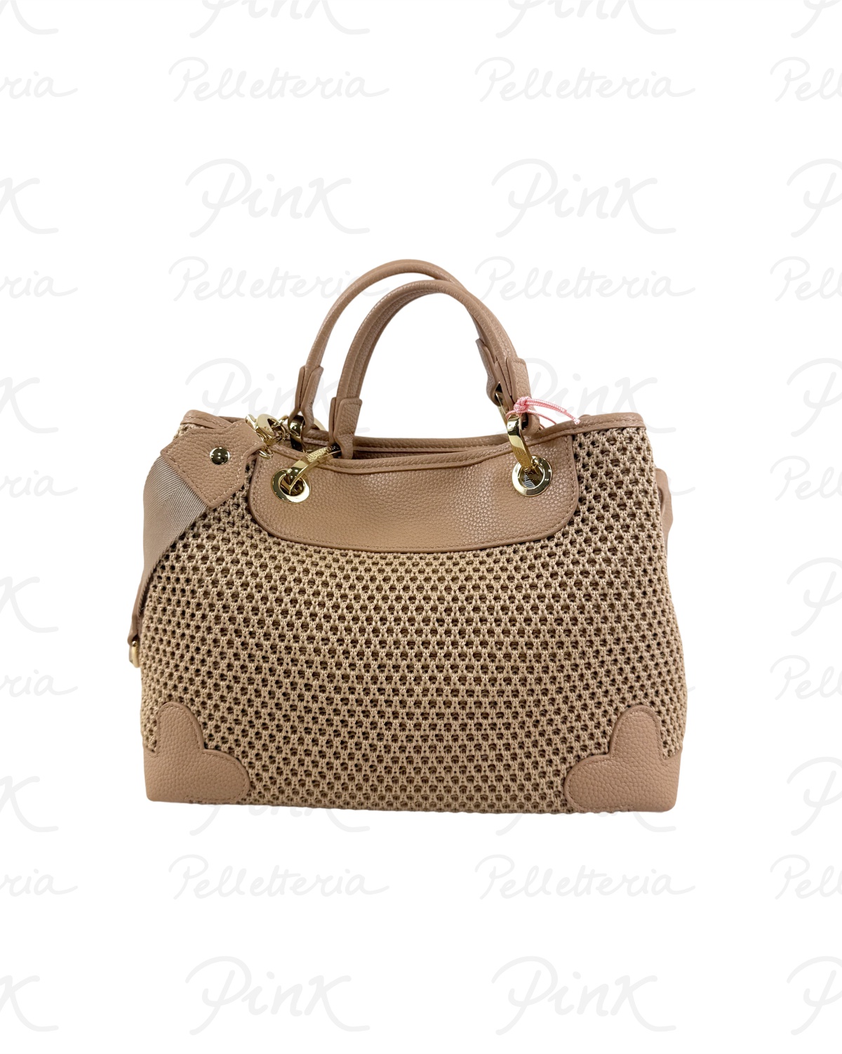 BRACCIALINI Beth Tricot Handbag M. Raffia B18871-TY-367 Biscotto