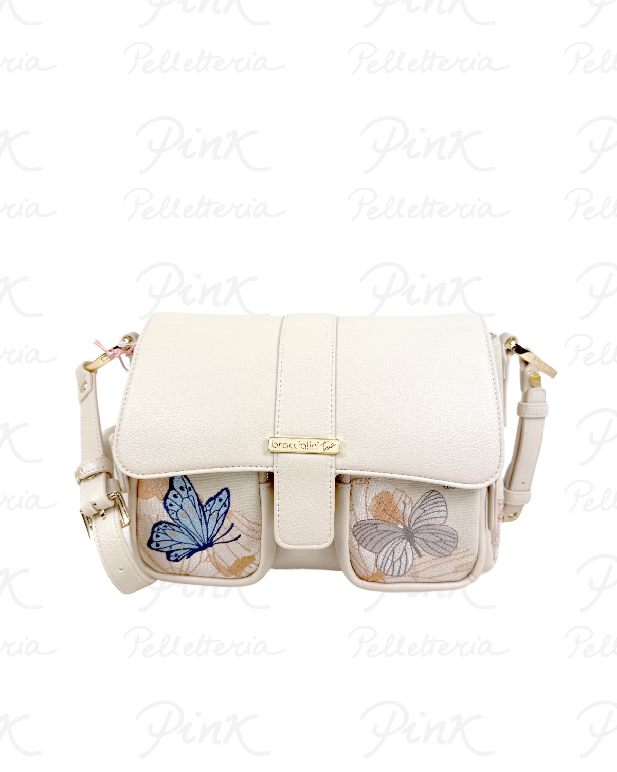BRACCIALINI Jacquard Shoulder Bag Butterfly B19120-TY-3293 Beige