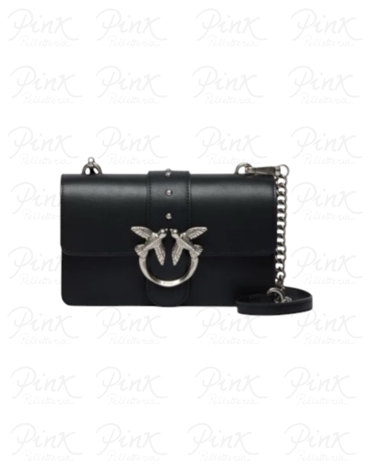 PINKO Love One Mini Vitello Seta 105856-A0F1-Z99O Nero/Old Silver