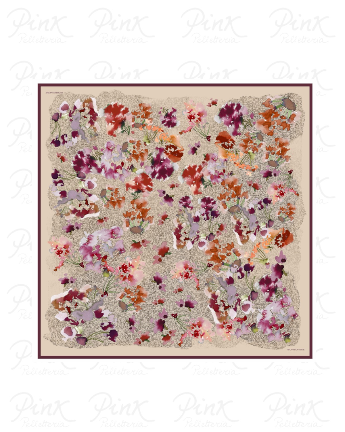 BORBONESE Foulard Fiori 910601220310 406 Acquerello Cabernet