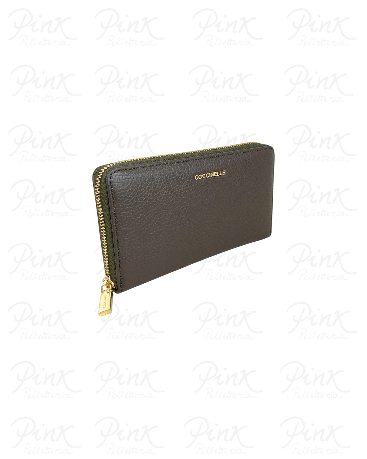 COCCINELLE Metallic Soft Portafoglio Zip Around in Pelle E2MW5113201 W25 Fango - immagine 3