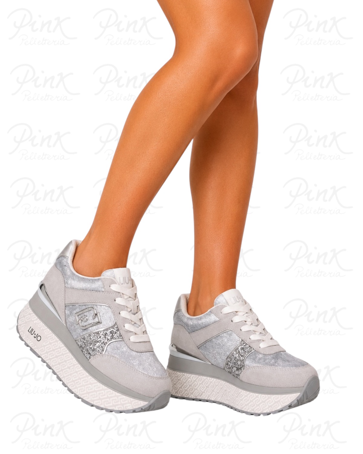 LIU JO Woman Maxi Wonder Plus 02 Sneaker BF6009PX066S1067 Grey Silver - immagine 2