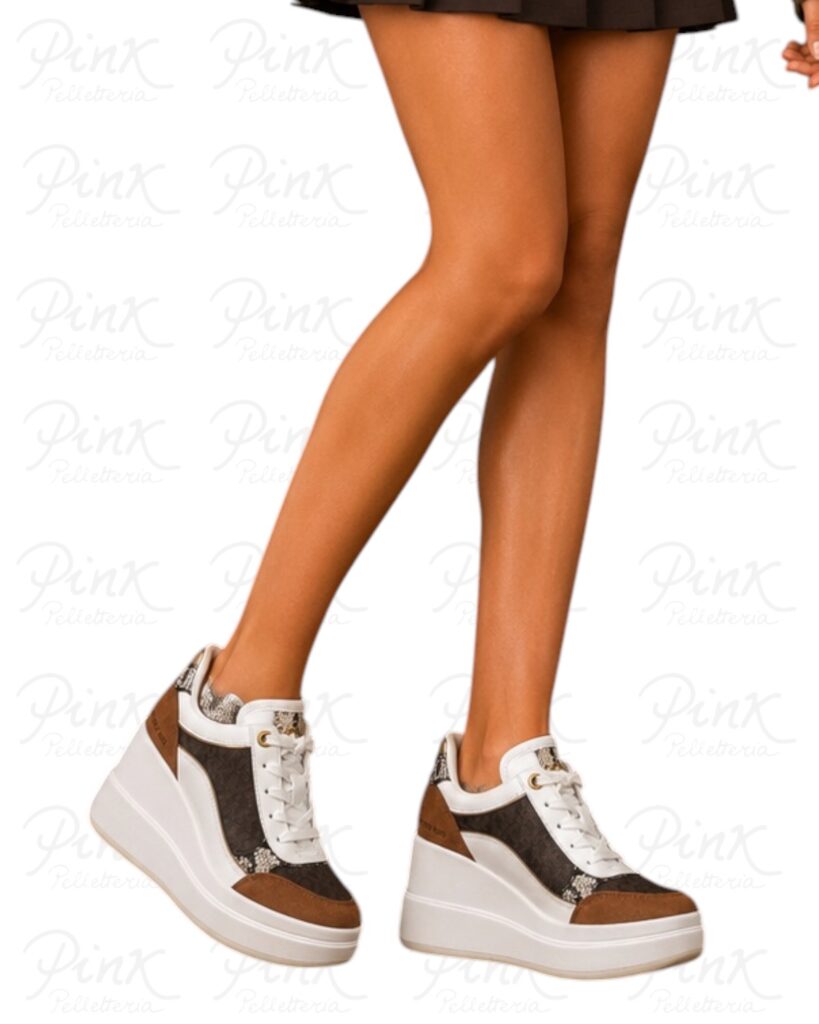 MICHAEL KORS Emmy Wedge Trainer Sneaker 43T6EMFS1B212 Brown Multi