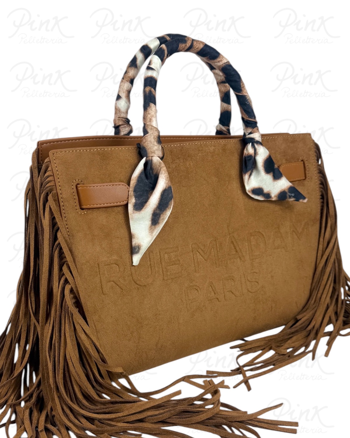 RUE MADAM PARIS Canyon Tote Bag Fringes Suede 1587 Cognac - immagine 2