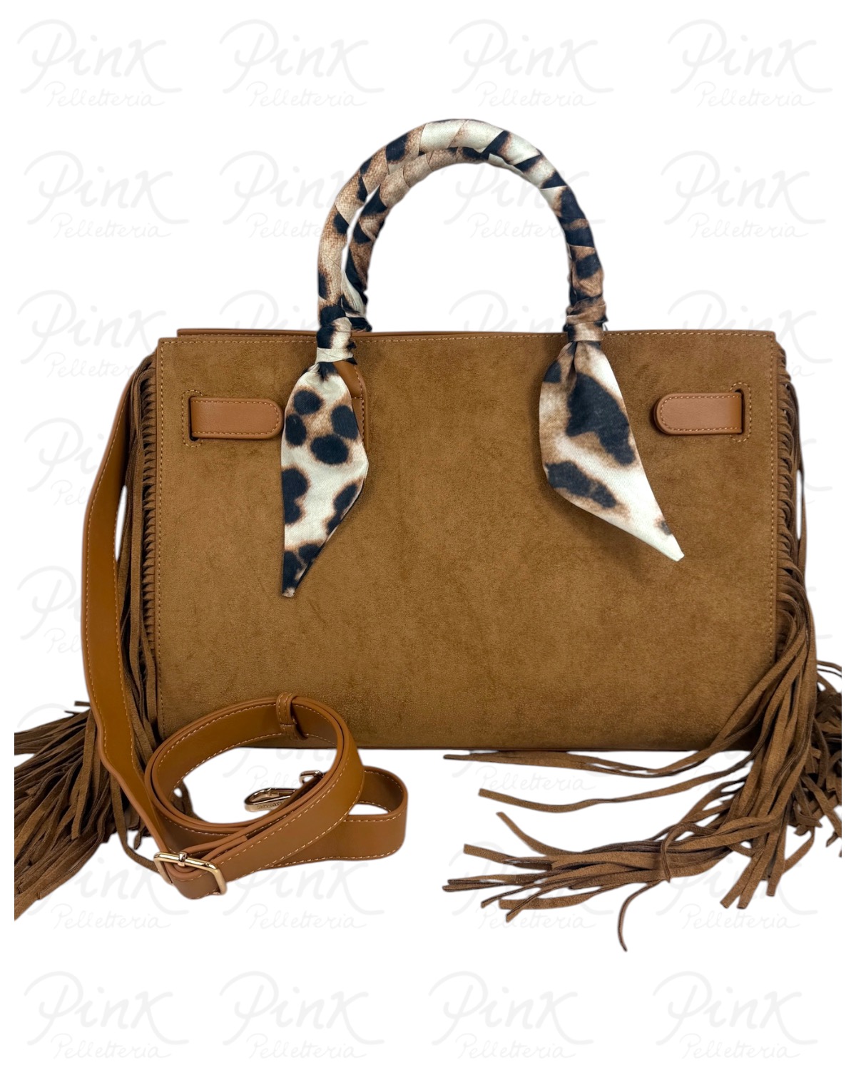 RUE MADAM PARIS Canyon Tote Bag Fringes Suede 1587 Cognac - immagine 3