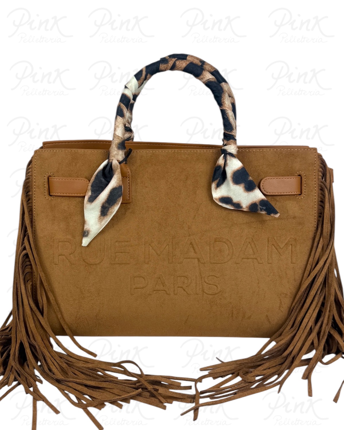 RUE MADAM PARIS Canyon Tote Bag Fringes Suede 1587 Cognac