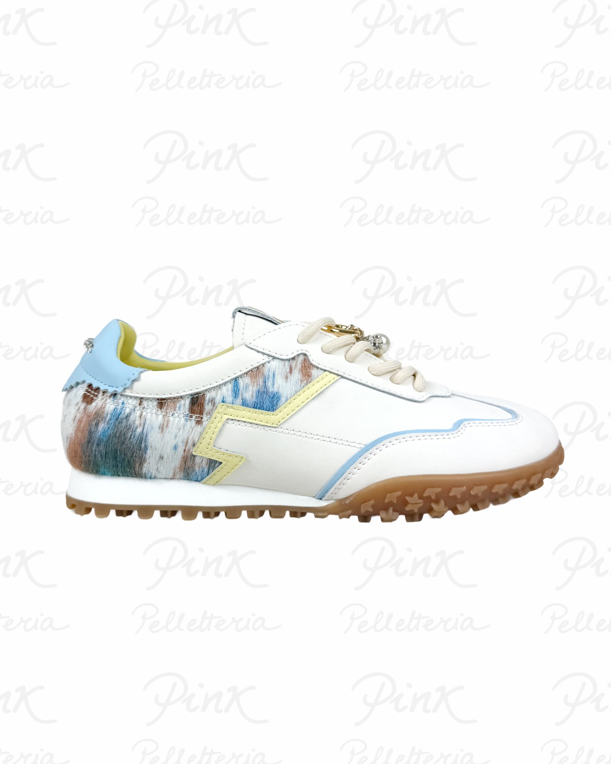 GIO+ Cielo Sneaker Flat Woman Charms Pelle CIELO06 Bianco + Cow.
